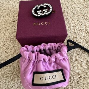 Gucci Crystal Embellished GG Hair Clip